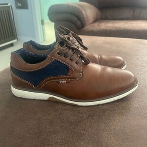 Brown and Blue Casual Sneakers with White Sole